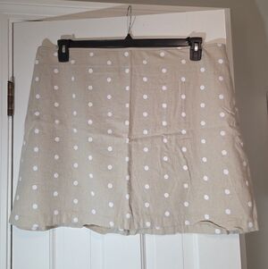 Old Navy Size XXL Beige Polka Dot Linen Skirt